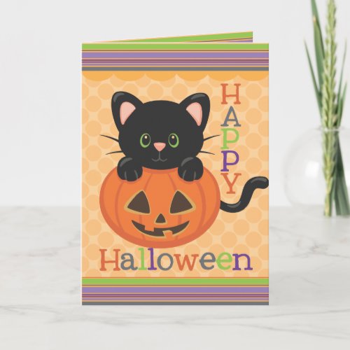 Happy Halloween Cute Cat Jack o Lantern Card