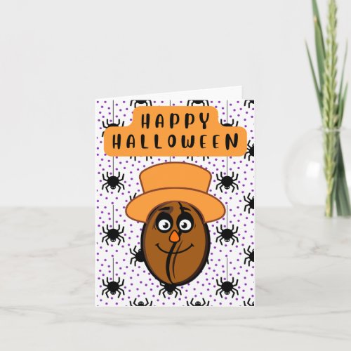 Happy Halloween  Cute Coffee Bean Card