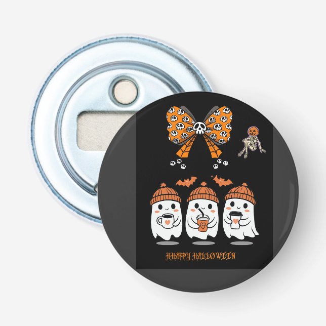 Happy Halloween – Cute Coffee Ghosts Bottle Opener (Front)
