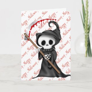 Happy Halloween Cute, Creepy, Spooky Grim Reaper Card