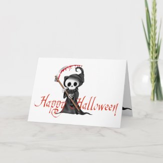 Happy Halloween Cute, Creepy, Spooky Grim Reaper Card