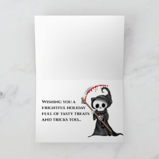 Happy Halloween Cute, Creepy, Spooky Grim Reaper Card
