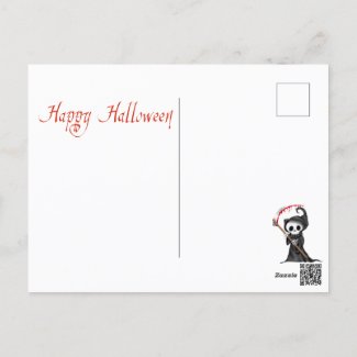 Happy Halloween Cute, Creepy, Spooky Grim Reaper Postcard