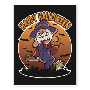 Happy Halloween - Cute & Creepy Witch Kid Temporary Tattoos