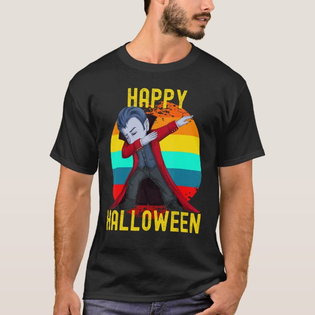 Happy Halloween Cute Dabbing Dracula Kids Vampire  T-Shirt (Front)