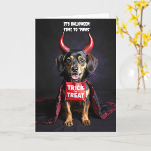 Happy Halloween Cute Devil Dog Dachshund  Card