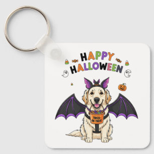 Happy Halloween Cute Dog Bat Trick-or-Treat Keychain