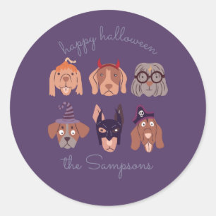 Happy Halloween Cute Dogs in Costume Classic Round Sticker