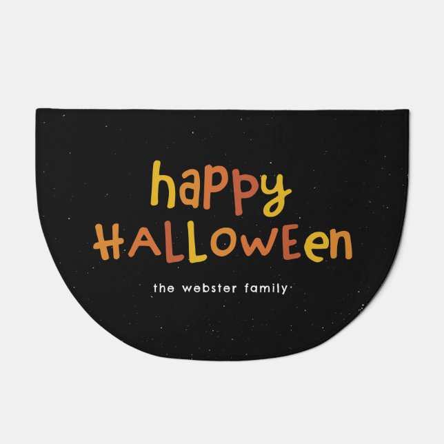 Happy Halloween cute fun personalized Doormat (Front)