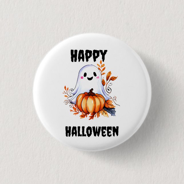 Happy Halloween Cute Ghost  Button (Front)