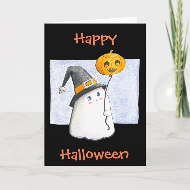 Happy Halloween / Cute Ghost Card (Front)