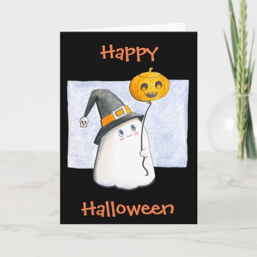 Happy Halloween  Cute Ghost Card