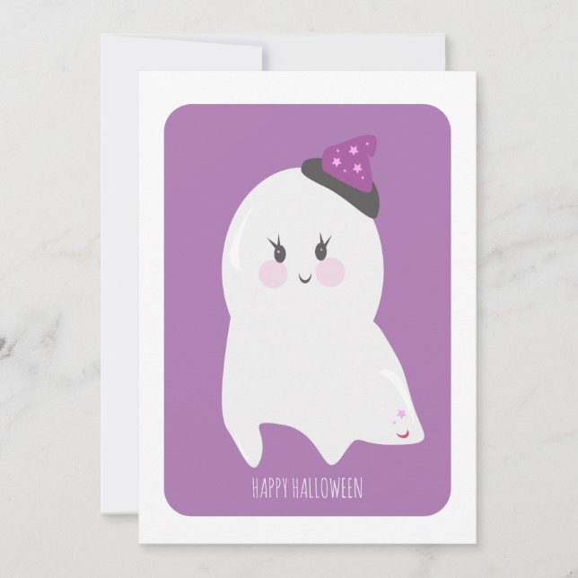 Happy Halloween Cute Ghost Card (Front)