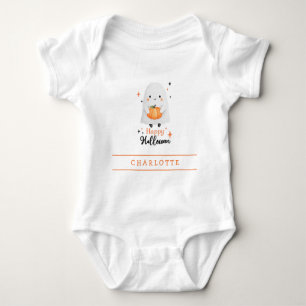 Happy Halloween Cute Ghost Custom Baby Bodysuit