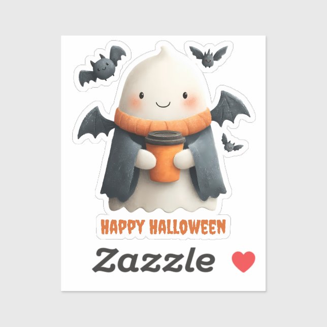 Happy Halloween Cute Ghost Design Sticker (Sheet)
