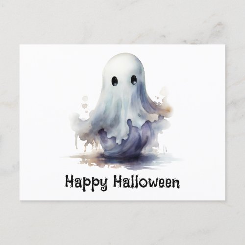 Happy Halloween Cute Ghost Halloween Holiday Postcard