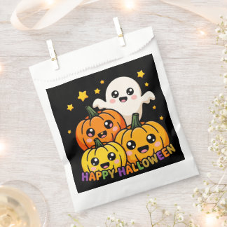 Happy Halloween Cute Ghost & Pumpkins Paper Favor Bag