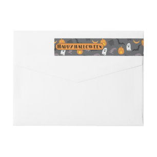 Happy Halloween Cute Ghosts and Pumpkins Wrap Arou Around Label