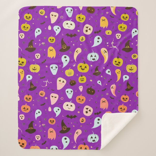 Happy Halloween Cute Ghosts Sherpa Blanket (Front)