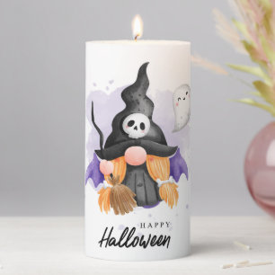 Happy Halloween Cute Gnome Halloween Pillar Candle