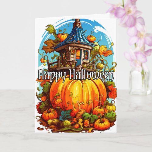Happy Halloween  Cute Haunted House Card