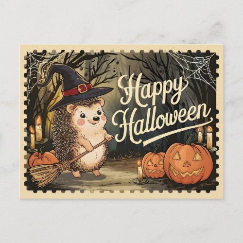 Happy Halloween Cute Hedgehog Postcard