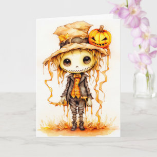 Happy Halloween Cute Little Scarecrow Card
