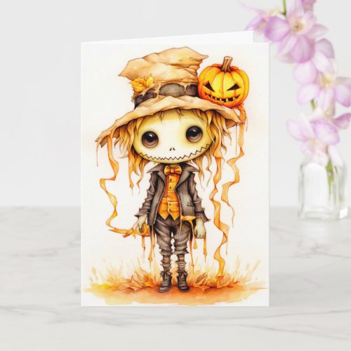 Happy Halloween  Cute Little Scarecrow Card