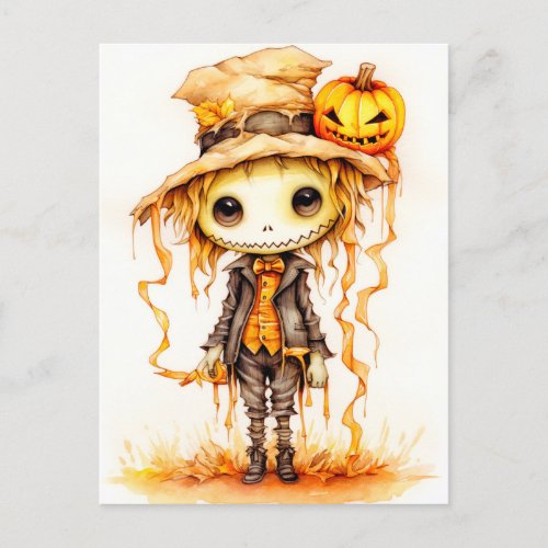 Happy Halloween  Cute Little Scarecrow Postcard