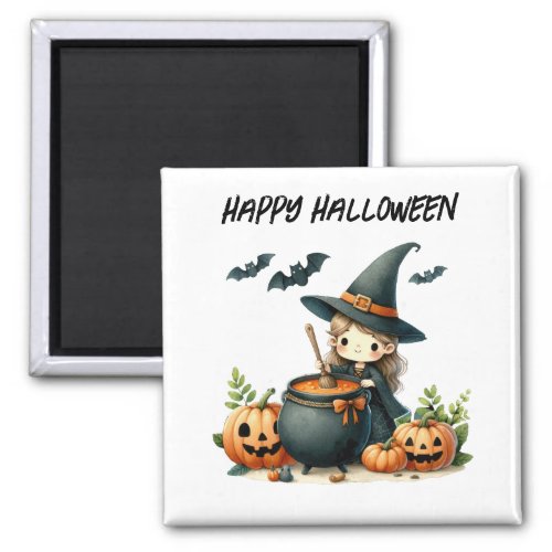 Happy Halloween Cute Little Witch Magnet