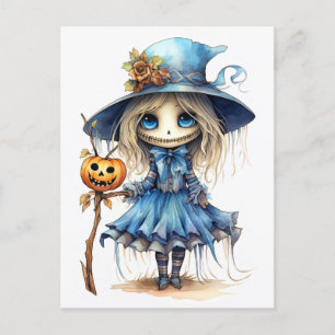 Happy Halloween   Cute Little Witch Postcard
