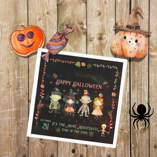 Happy Halloween Cute Monsters Party Napkins (Happy Halloween Cute Monsters Party Napkins)