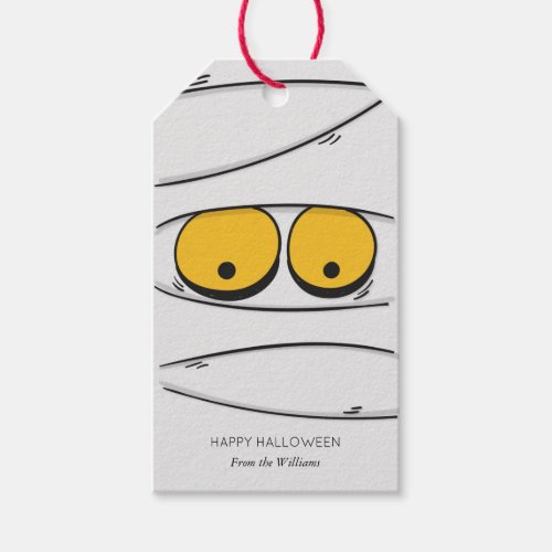 Happy Halloween Cute Mummy Face Gift Tag