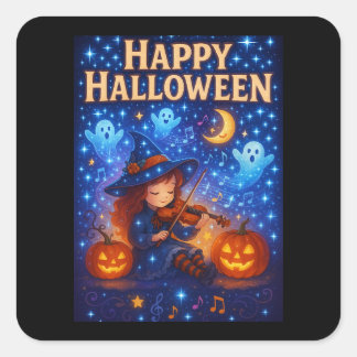 Happy Halloween Cute Musical Witch Stickers