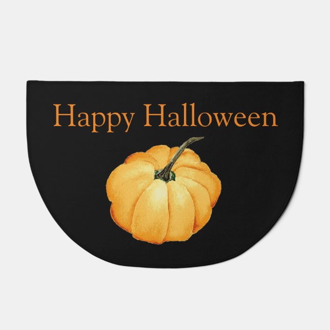 Happy Halloween cute orange pumpkin  Doormat (Front)