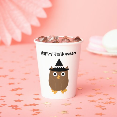 Happy Halloween Cute Owl Witch Hat Personalize Paper Cups