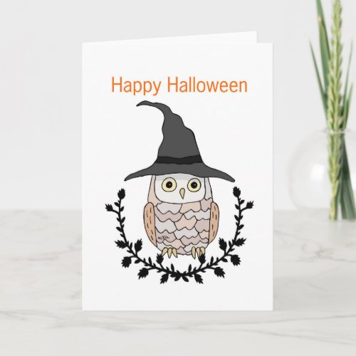 Happy Halloween Cute Owl with witch hat Magic owl Card