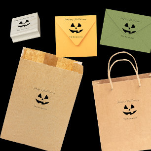 Happy Halloween Cute Pumpkin Face Personalized Rubber Stamp