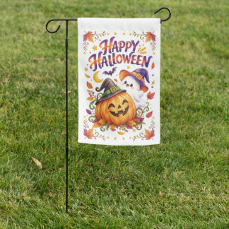 Happy Halloween Cute Pumpkin Ghost Garden Flag