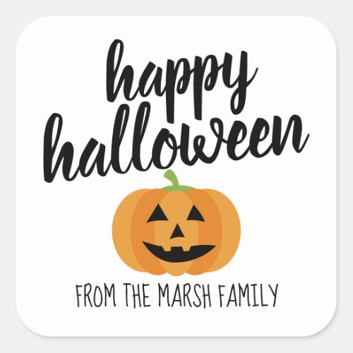 Happy Halloween _ Cute Pumpkin Jack_o_Lantern Square Sticker