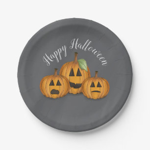 Happy Halloween Cute Pumpkin Jack O Lanterns Paper Plates