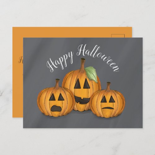 Happy Halloween Cute Pumpkin Jack O Lanterns Postcard
