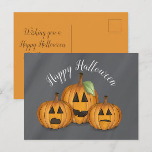 Happy Halloween Cute Pumpkin Jack O Lanterns Postcard