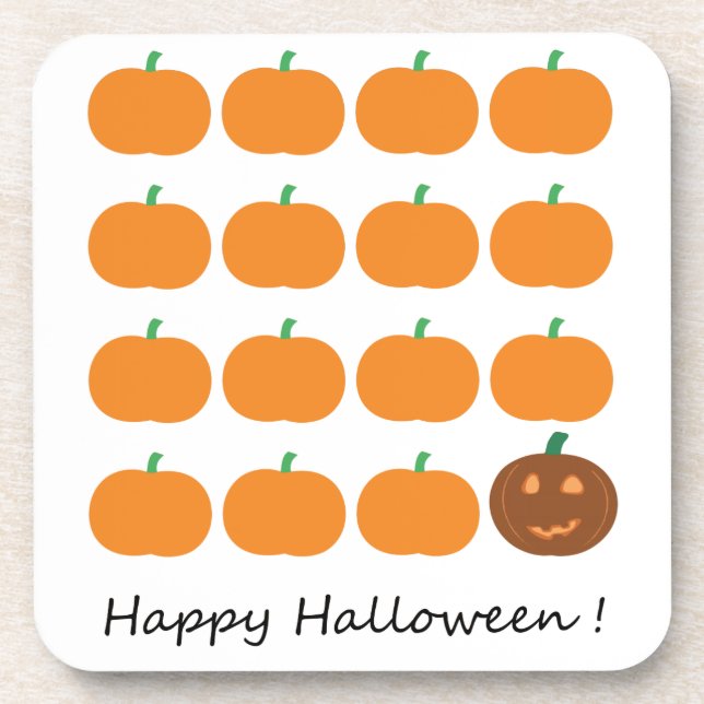 Happy Halloween Cute Pumpkin Patch Beverage Coaster (Front)
