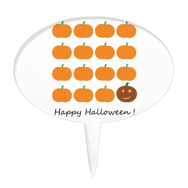 Happy Halloween Cute Pumpkin Patch Cake Topper (Front)