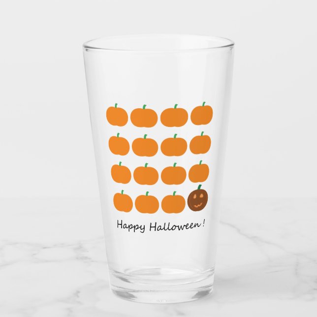 Happy Halloween Cute Pumpkin Patch Glass (Front)