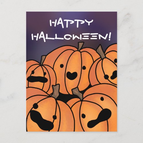 Happy Halloween Cute Pumpkin Patch Illustration Postcard