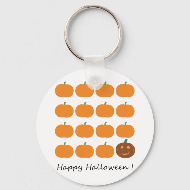 Happy Halloween Cute Pumpkin Patch Keychain (Front)