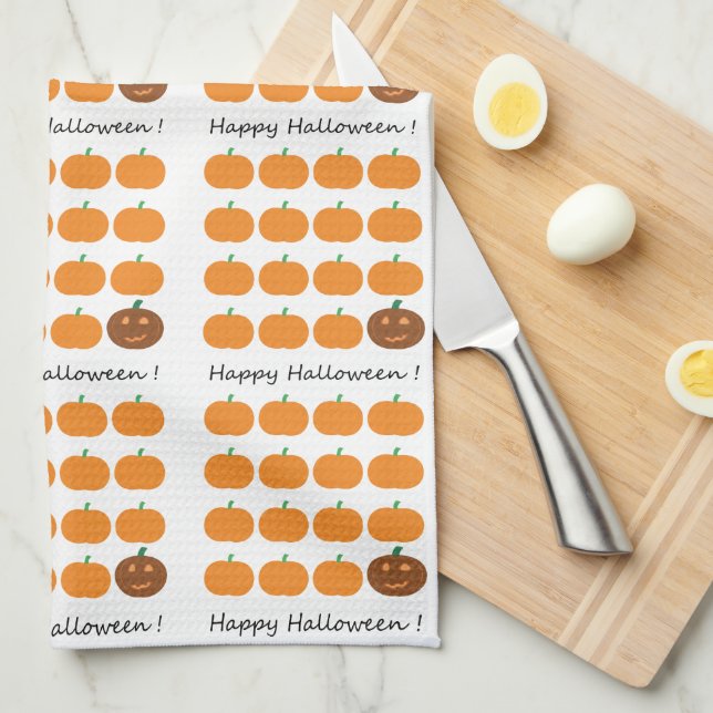 Happy Halloween Cute Pumpkin Patch Kitchen Towel (Quarter Fold)