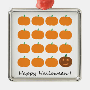 Happy Halloween Cute Pumpkin Patch Metal Ornament